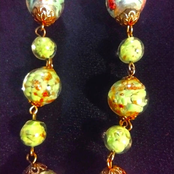 MURANO VENETIAN  SET GLASS NECKLACE & EARRING - Picture 4 of 10
